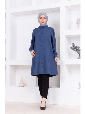 Tesettür Keten Tunik Oversize Kalıp