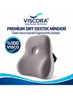 Viscora Vıscora Premium Ortopedik Sırt Destek Minderi – Hava Kanallı %100 Visco Bel Desteği