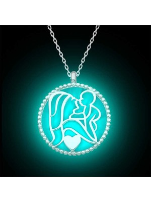 Pileli Store Gümüş Fosforlu Anne Çocuk Sevgisi Kadın Kolye