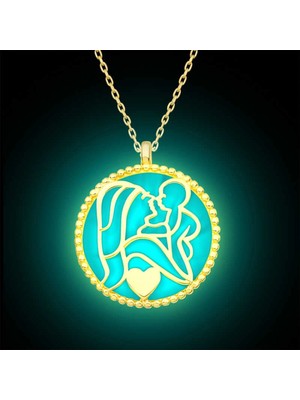 Pileli Store Gümüş Fosforlu Gold Anne Çocuk Sevgisi Kadın Kolye