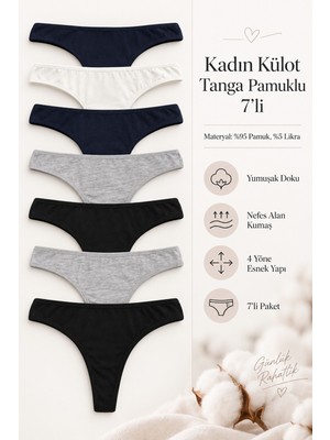 Nicoletta Kadın Külot Tanga String 7 Li Paket Likralı Pamuklu