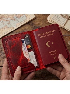 Parla Leather  Pasaport Cüzdan V3 Hakiki Gerçek Deri Pasaport Kılıfı Cüzdan Kartlık Kadın Erkek