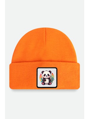 BlackBörk Panda Logolu Turuncu Çocuk Bere