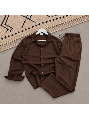 Risil-Nu Company Yeni Sezon Premium Kumaş Fitilli Ottoman Gömlek- Baggy Fitilli Ottoman Eşofman 2'li Alt Üst Takım