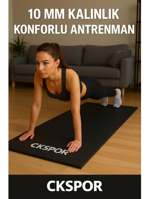 Ckspor 10 mm Pilates Yoga Minderi, Spor Egzersiz Matı, 180X60 Cm, Siyah