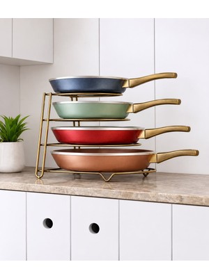Statika Home Tavalık Eskitme , 4 Katlı Metal Organizer Tava Rafı