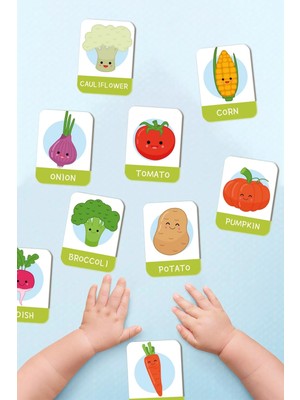 St. Morritz Ahşap Eğitici Kartlar Sebzeleri Öğreniyorum Ingilizce Öğrenme Kartları Flash Cards