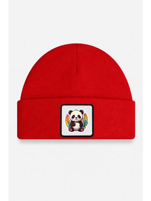 BlackBörk Panda Logolu Kırmızı Çocuk Bere