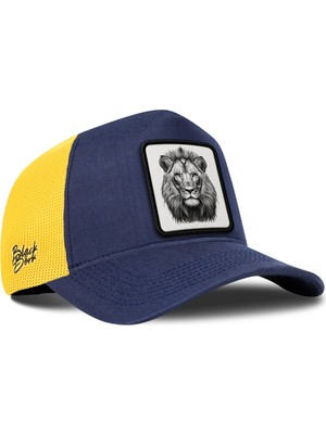 BlackBörk Aslan Logolu Cordura Lacivert-Sarı Trucker Şapka