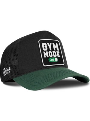 BlackBörk Gym Mode On Logolu Cordura Petrol Yeşili-Siyah Trucker Şapka