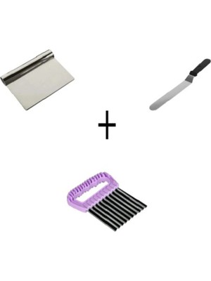 St. Morritz Pasta Sıvama Spatulası Çelik Spatula Hamur Kazıyıcı Patates Cips Dilim Seti Bhl