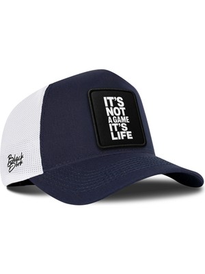 BlackBörk It's Not A Game It's Life Logolu Lacivert-Beyaz Trucker Şapka