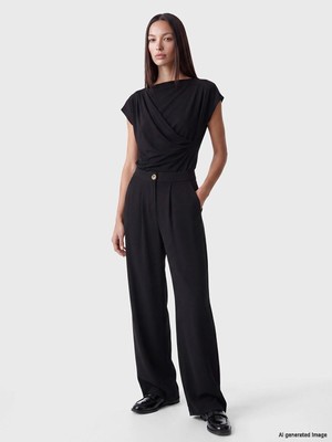 LC Waikiki Loose Fit Kadın Pileli Kumaş Pantolon  (W6)