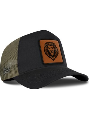 BlackBörk Aslan Logolu Siyah-Haki Trucker Şapka