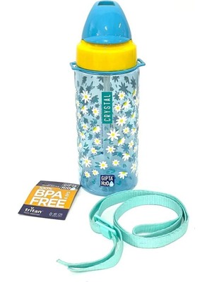 St. Morritz Mavi Crystal Tritan Desenli Pipetli Matara 500 ml