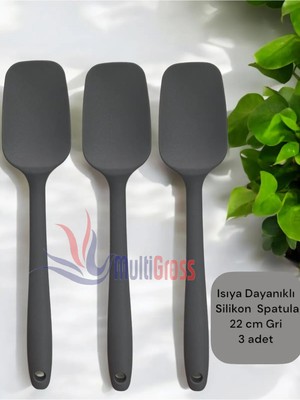 St. Morritz Gri Isıya Dayanıklı Silikon Kaşık Spatula 3'lü