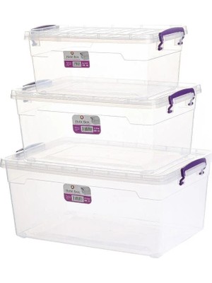 St. Morritz Hobi Box Yatay Saklama Kabı 3'lü Set 5,5-10-15 Lt