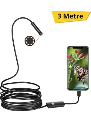 Ttt 3 Metre Yılan Kamera - Android Destekli - LED Işıklı - IP67 Su Geçirmez