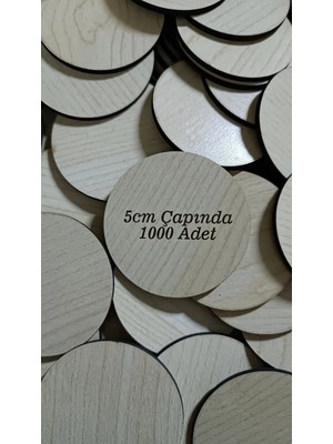 St. Morritz 5 cm Çapında Yuvarlak 1000 Adet Akçaağaç Krem Renk 3 mm Mdf Ahşap Nikah Şekeri Süsleme Hobi