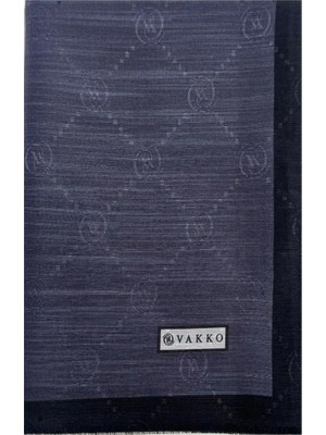 Vakko Pamuk Ipek Monogram Şal 42140-FÜME Siyah