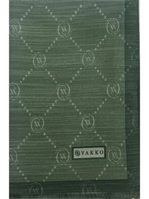 Vakko Pamuk Ipek Monogram Şal 42140-AÇIK Yeşil