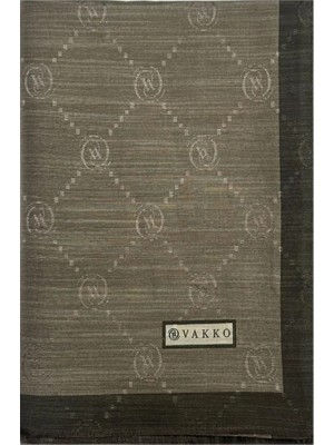Vakko Pamuk Ipek Monogram Şal 42140-KOYU Haki