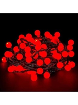 Pileli Store 5m 28 LED Kırmızı Işık Siyah Kablo Fişli