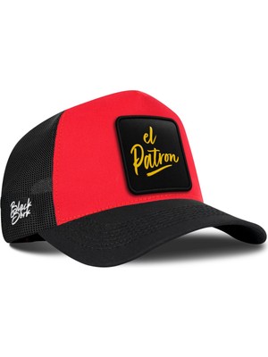 BlackBörk El Patron Logolu Siyah-Kırmızı Trucker Şapka