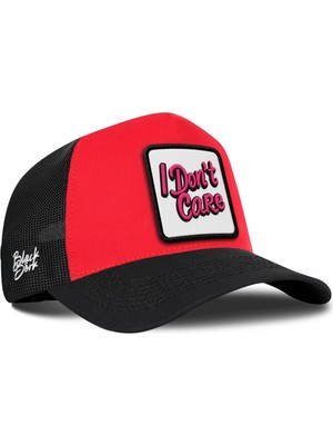 BlackBörk I Don t Care Logolu Siyah-Kırmızı Trucker Şapka