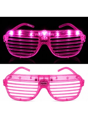 Colezium LED Işıklı Panjur Parti Gözlüğü Pembe Renk Shutter Gözlük