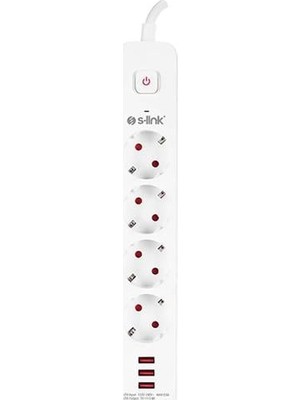 TeknoKapsül S-Link SPG403U 1.5 Metre 4lü Anahtarlı Akım Korumalı USB Girişli