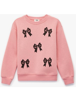Koton Fiyonklu Pembe Kız Çocuk Sweatshirt 7WKG10081AK