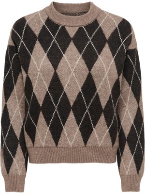 Only Jdybıanka L/s Argyle Pullover Açık Kahverengi Kadın Kazak 15381327