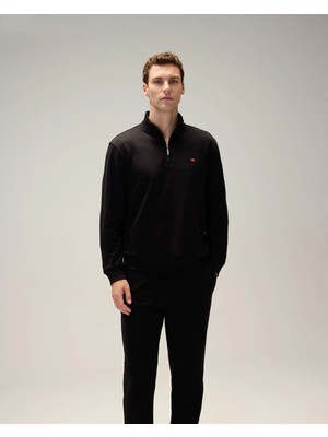Ellesse Yarım Fermuarlı Siyah Erkek Sweatshirt 5WM3580