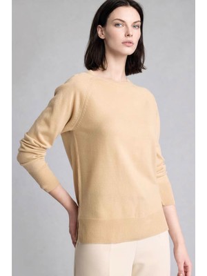 Defacto Ultra Yumuşak Relaxed Fit Basıc Bej Kadın Kazak I6913AZ/BG377