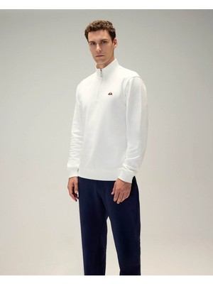 Ellesse Yarım Fermuarlı Beyaz Erkek Sweatshirt 5WM3580
