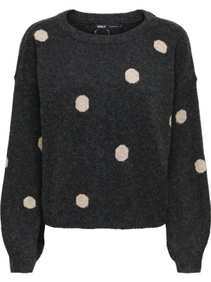Only Onlrıca Ls Detaıl O-Neck Gri Kadın Kazak 15375856
