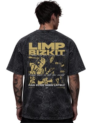 Sevbano Limp Bizkit Rock Metal Müzik Grubu Baskılı Unisex Oversize Eskitme Yıkamalı Tişört