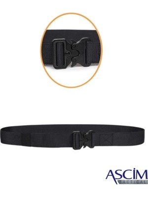 Ascim Ayarlanabilir Taktik Kemer – Poly-Metal Tokalı Dayanıklı Outdoor & Günlük Pantolon Kemeri (3.5 cm / 145 Cm)