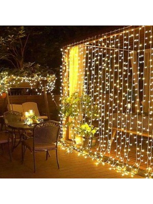 Pileli Store 3X2M Perde LED - 8 Fonksiyonlu, Su Geçirmez Iç Dış Mekan Teras Dekor Işıkları