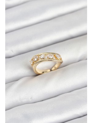 Uravas Store Pirinç Gold Renk Zirkon Taşlı Kadın Yüzük