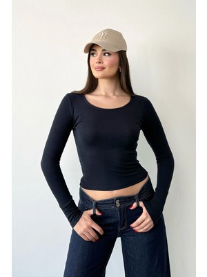 Giysa Kadın U Yaka Uzun Kollu Basic Body Lacivert - 27K 25161