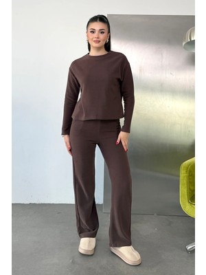 Giysa Kadın Bisiklet Yaka Selanik Takım Kahverengi - 27K 2699