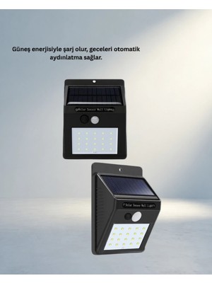Uravas Store Yeni Nesil Solar LED Güvenlik Lambası 120° Hareket Algılamalı