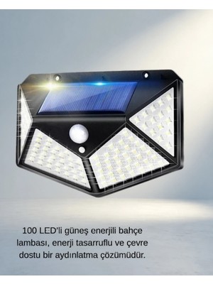 Uravas Store Güneş Enerjili Bahçe Lambası 100 LED Pır Sensörlü Su Geçirmez