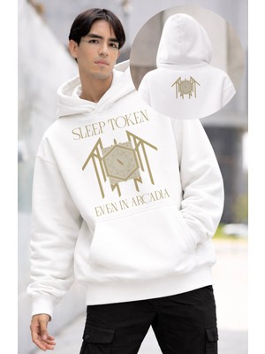 Fuddy Moda Unisex Oversize Rock Band Sleep Even In Arcadia Ense Baskılı Kapüşonlu Sweatshirt