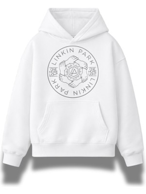 Fuddy Moda Unisex Linkin Park One More Light Baskılı Kapüşonlu Sweatshirt, Oversize Rock Band Temalı Hoodie