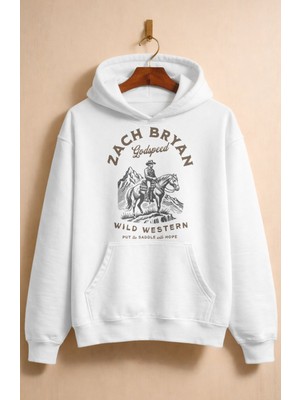 Fuddy Moda Unisex Zach Bryan Godspeed Baskılı Kapüşonlu Sweatshirt, Oversize Rock Band Temalı Hoodie