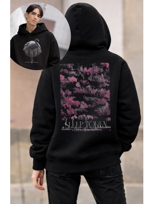 Fuddy Moda Unisex Oversize Rock Band Sleep Flamingo Sırt Baskılı Kapüşonlu Sweatshirt