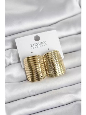 Uravas Store Gold Renk Pirinç Vintage Esintili Statement Küpe - TJ-BKP11736
